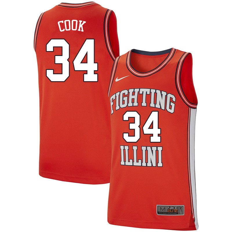 Men #34 Brian Cook Illinois Fighting Illini College Basketball Jerseys Sale-Retro